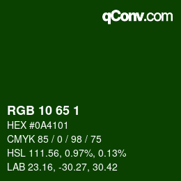 颜色代码: RGB 10 65 1 | qconv.com