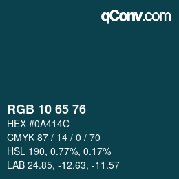 カラーコード: RGB 10 65 76 | qconv.com