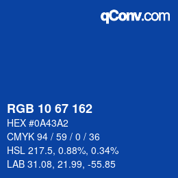Color code: RGB 10 67 162 | qconv.com