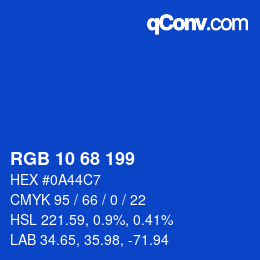 Color code: RGB 10 68 199 | qconv.com