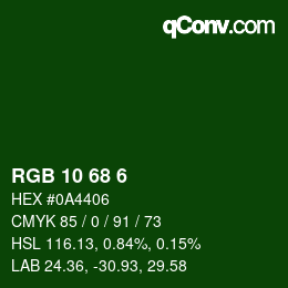 Color code: RGB 10 68 6 | qconv.com
