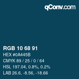 Color code: RGB 10 68 91 | qconv.com