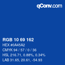Color code: RGB 10 69 162 | qconv.com