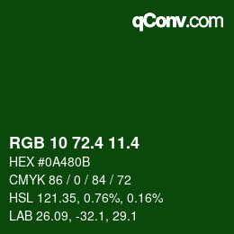 カラーコード: RGB 10 72.4 11.4 | qconv.com