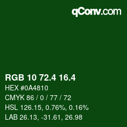 カラーコード: RGB 10 72.4 16.4 | qconv.com