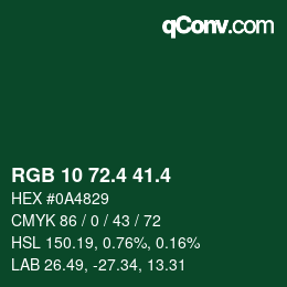 カラーコード: RGB 10 72.4 41.4 | qconv.com