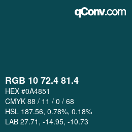 カラーコード: RGB 10 72.4 81.4 | qconv.com