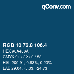 カラーコード: RGB 10 72.8 106.4 | qconv.com