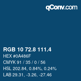 カラーコード: RGB 10 72.8 111.4 | qconv.com
