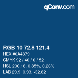 カラーコード: RGB 10 72.8 121.4 | qconv.com