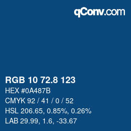 Color code: RGB 10 72.8 123 | qconv.com