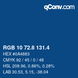 カラーコード: RGB 10 72.8 131.4 | qconv.com