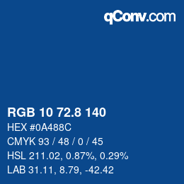 Color code: RGB 10 72.8 140 | qconv.com