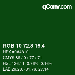 カラーコード: RGB 10 72.8 16.4 | qconv.com