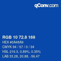 カラーコード: RGB 10 72.8 169 | qconv.com