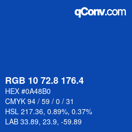 カラーコード: RGB 10 72.8 176.4 | qconv.com