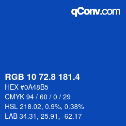 カラーコード: RGB 10 72.8 181.4 | qconv.com