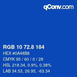 カラーコード: RGB 10 72.8 184 | qconv.com