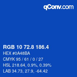 カラーコード: RGB 10 72.8 186.4 | qconv.com
