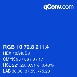 カラーコード: RGB 10 72.8 211.4 | qconv.com