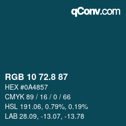カラーコード: RGB 10 72.8 87 | qconv.com