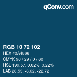 Color code: RGB 10 72 102 | qconv.com
