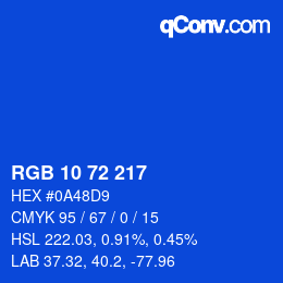 Color code: RGB 10 72 217 | qconv.com