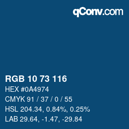 Color code: RGB 10 73 116 | qconv.com