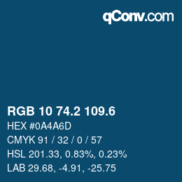 カラーコード: RGB 10 74.2 109.6 | qconv.com