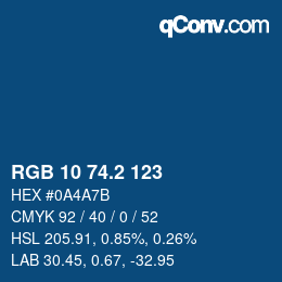 Color code: RGB 10 74.2 123 | qconv.com