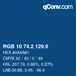カラーコード: RGB 10 74.2 129.6 | qconv.com