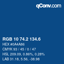 カラーコード: RGB 10 74.2 134.6 | qconv.com