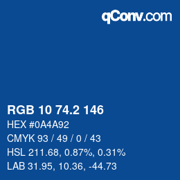 カラーコード: RGB 10 74.2 146 | qconv.com