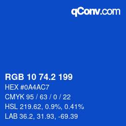 カラーコード: RGB 10 74.2 199 | qconv.com