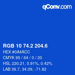 カラーコード: RGB 10 74.2 204.6 | qconv.com