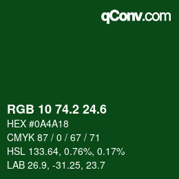 カラーコード: RGB 10 74.2 24.6 | qconv.com