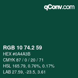 カラーコード: RGB 10 74.2 59 | qconv.com
