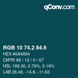 カラーコード: RGB 10 74.2 84.6 | qconv.com