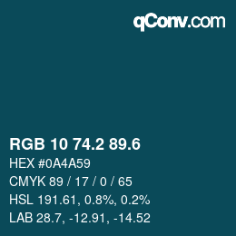 カラーコード: RGB 10 74.2 89.6 | qconv.com