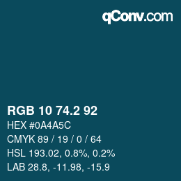 カラーコード: RGB 10 74.2 92 | qconv.com
