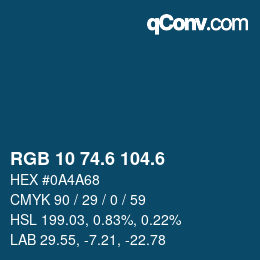 カラーコード: RGB 10 74.6 104.6 | qconv.com