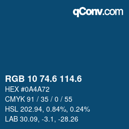 カラーコード: RGB 10 74.6 114.6 | qconv.com
