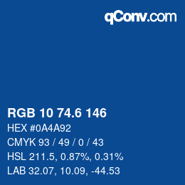 カラーコード: RGB 10 74.6 146 | qconv.com
