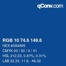 カラーコード: RGB 10 74.6 149.6 | qconv.com