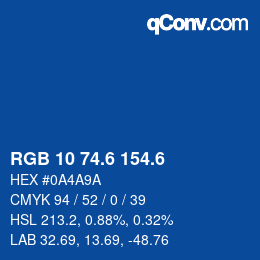 カラーコード: RGB 10 74.6 154.6 | qconv.com
