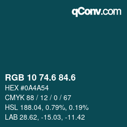 カラーコード: RGB 10 74.6 84.6 | qconv.com