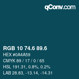 カラーコード: RGB 10 74.6 89.6 | qconv.com