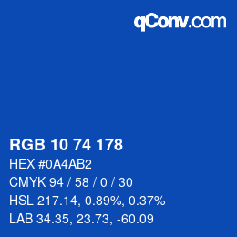 カラーコード: RGB 10 74 178 | qconv.com