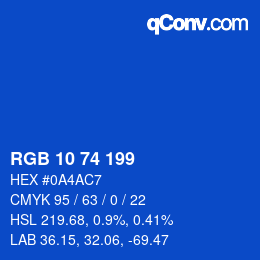 Color code: RGB 10 74 199 | qconv.com
