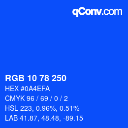 Color code: RGB 10 78 250 | qconv.com